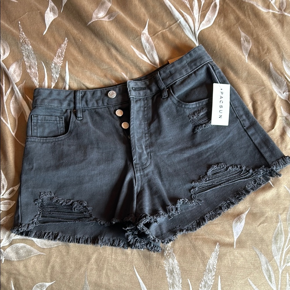 PacSun Gray Distressed Jean Shorts High Rise